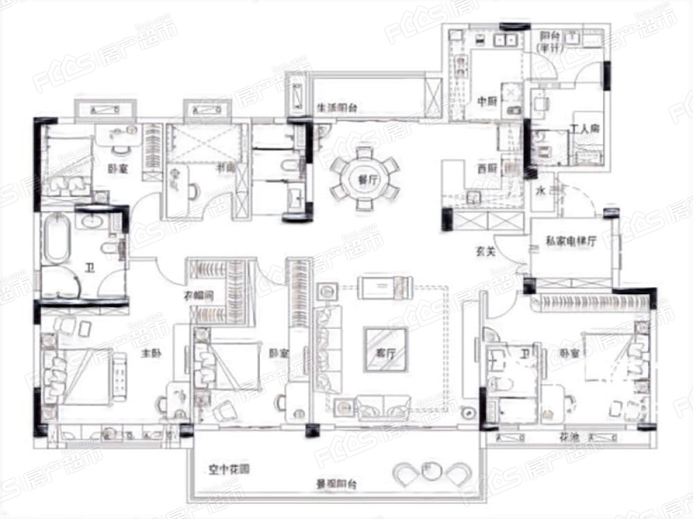 碧桂园云璟 碧桂园云璟户型图 碧桂园云璟户型图户型约225平方5室2厅3