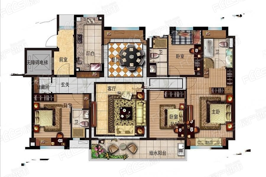 碧桂园世纪云谷户型图-4室2厅3卫,建筑面积约180.0㎡