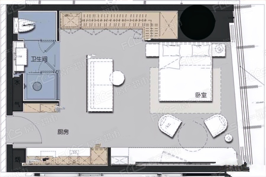 东岭锡上户型图-1室1厅1卫,建筑面积约72.0㎡