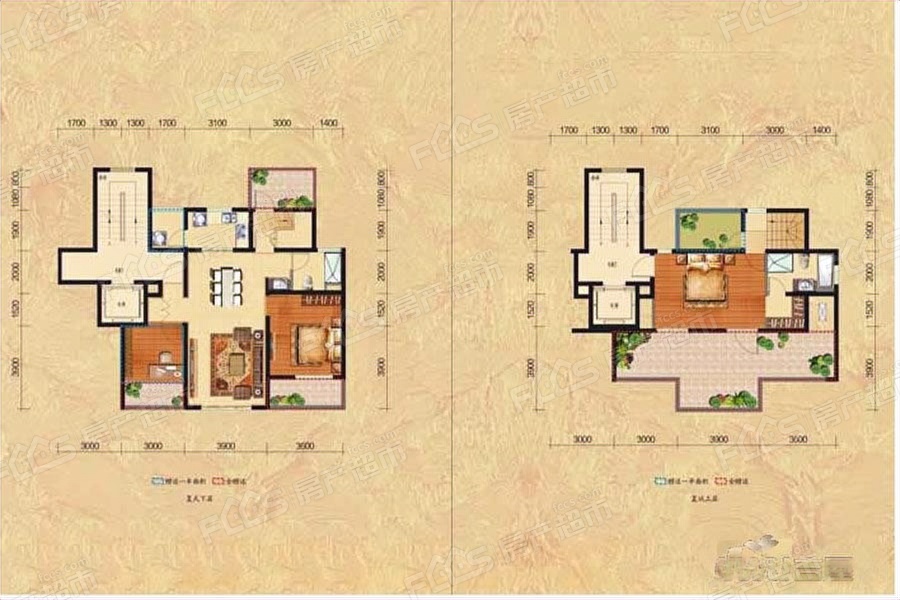 恒生秀山郡户型图-3室2厅2卫,建筑面积约140.0㎡