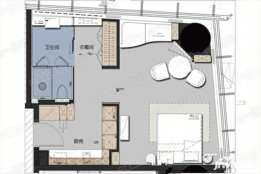 东岭锡上户型图-1室1厅1卫,建筑面积约79.0㎡