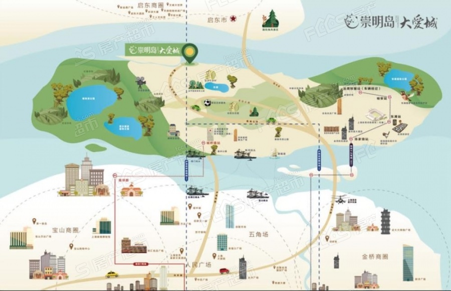 崇明岛大爱城楼盘位置图1